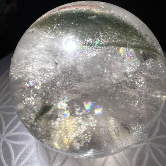 Garden Quartz Sphere with Rainbow Flash - Picture 8 of 14